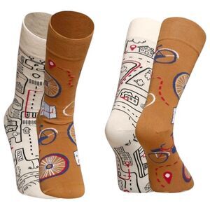 Dedoles City Bike Socks Mens 10-12 Brown Beige Cotton Blend Regular Casual